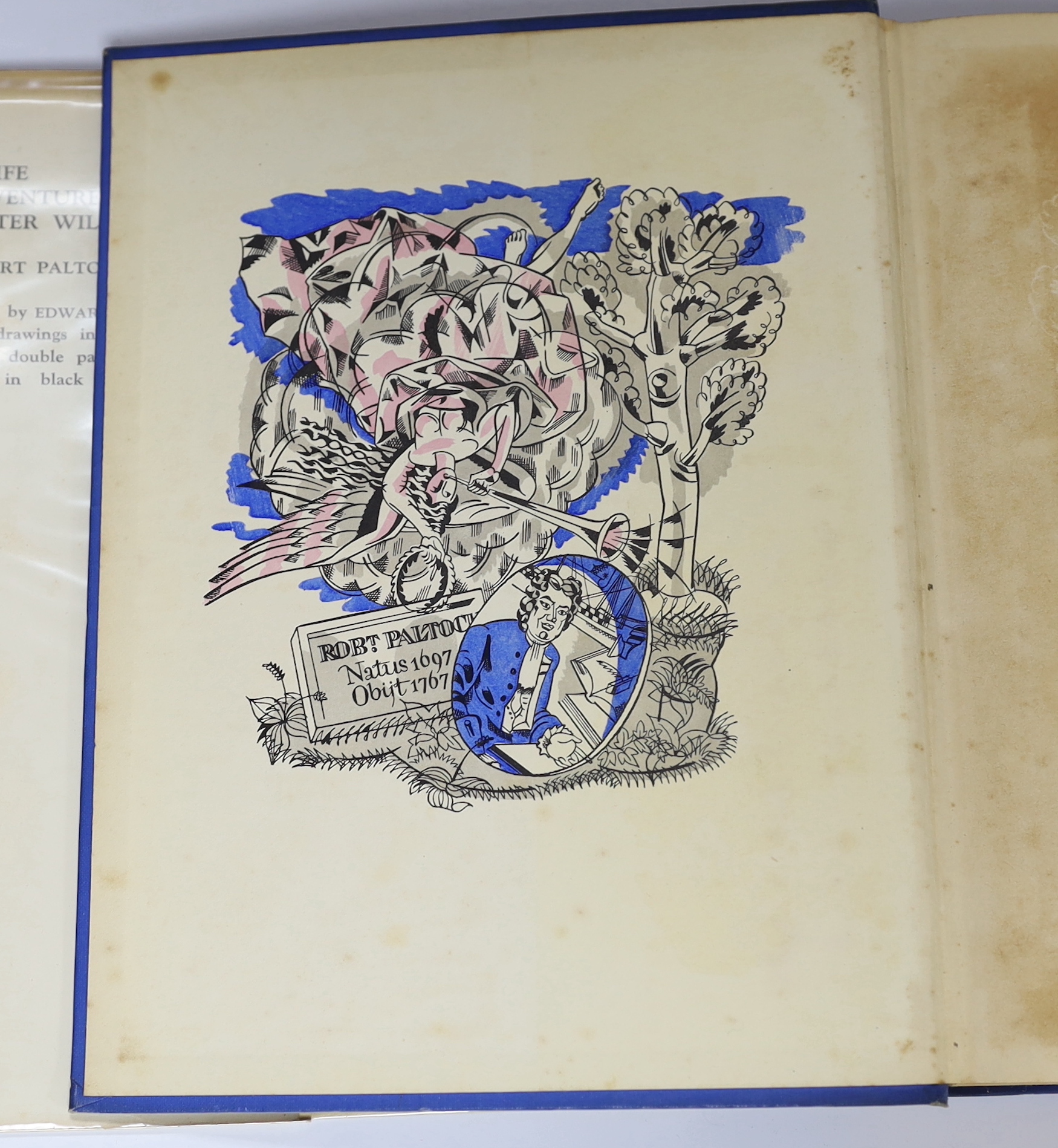 Bawden, Edward first book as illustrator - Paltock, Peter - The Life and Adventures of Peter Wilkins, 4to, blue cloth gilt in a torn d/j, with loss, with 19 coloured stencil illustrations, 5 being full page, 4 double-pag